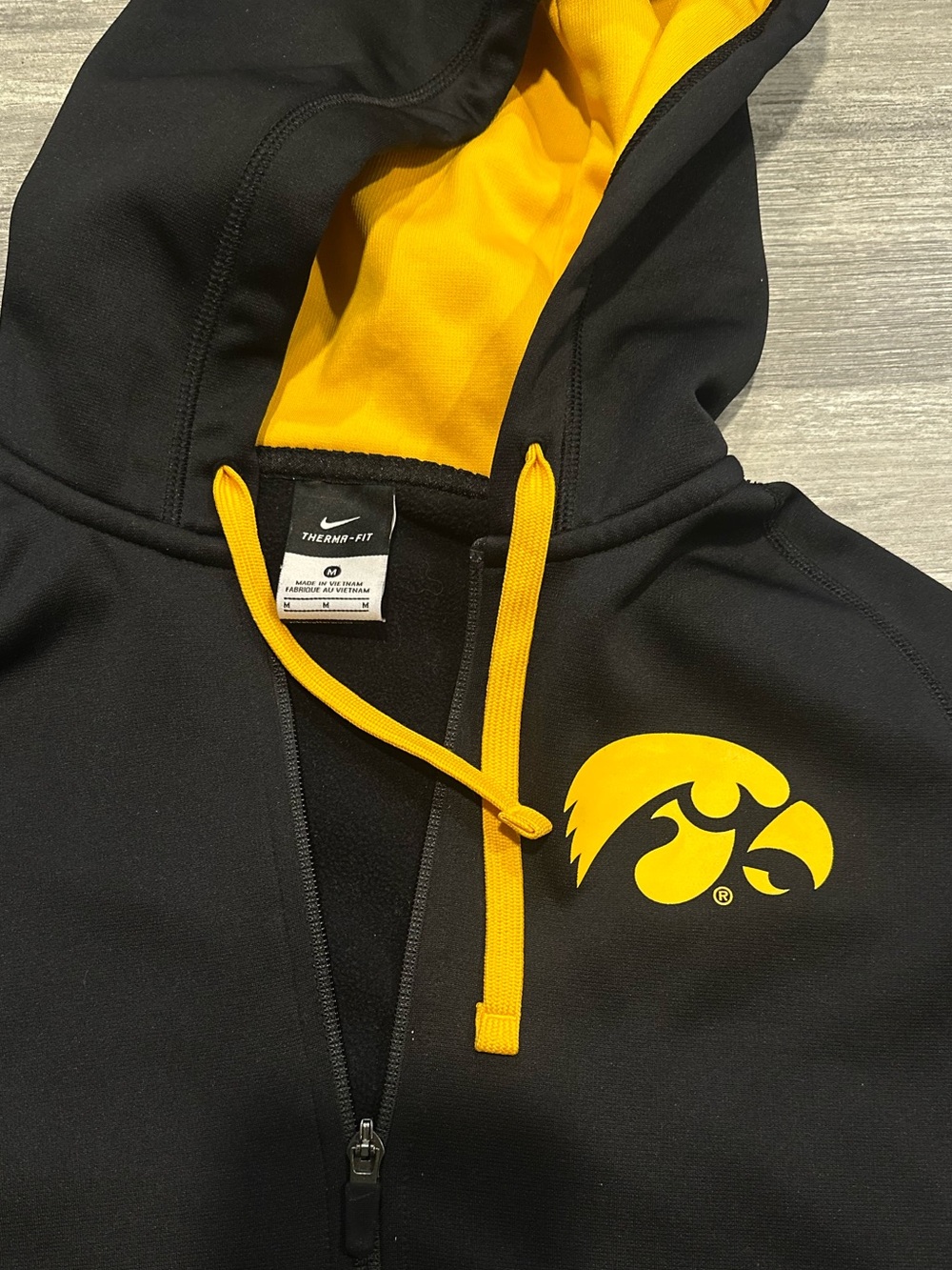 Nike Therma-Fit University of Iowa Hawkeyes Black Zip Up Hoodie Medium - Picture 2 of 8